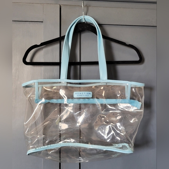 Kenneth Cole Reaction Clear and Blue Tote Bag EUC - Picture 1 of 3